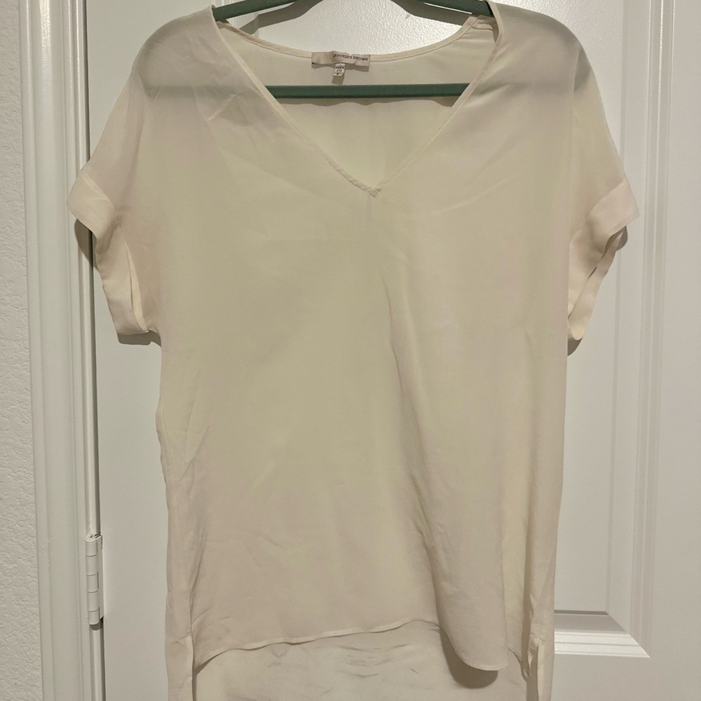 Lavender Brown Silk V-Neck Blouse